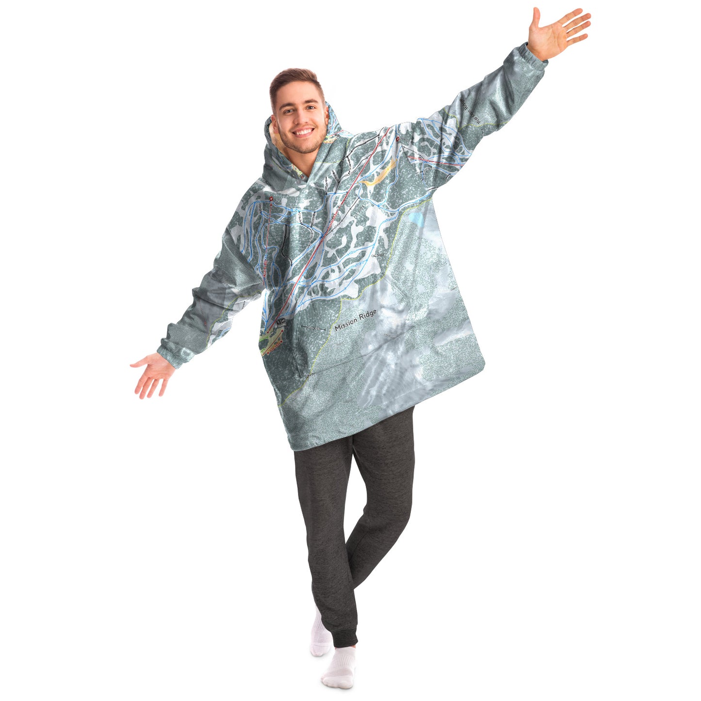 Mission Ridge, Washington Ski Trail Map - Snug Hoodie - Powderaddicts