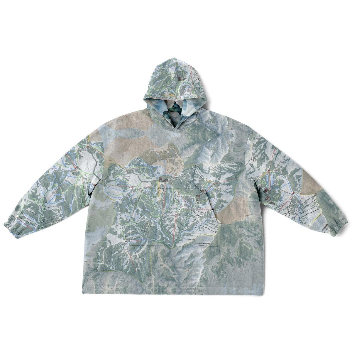 Powder Mountain, Utah Ski Resort Map Reversible Snug Hoodie
