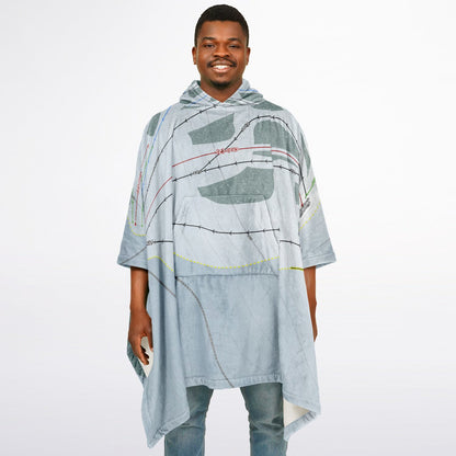 Sitzmark, Washington Ski Resort Map Flannel Blanket Poncho