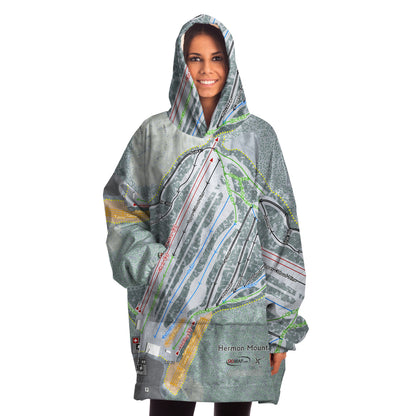 Hermon Mountain, Maine Ski Trail Map - Snug Hoodie - Powderaddicts