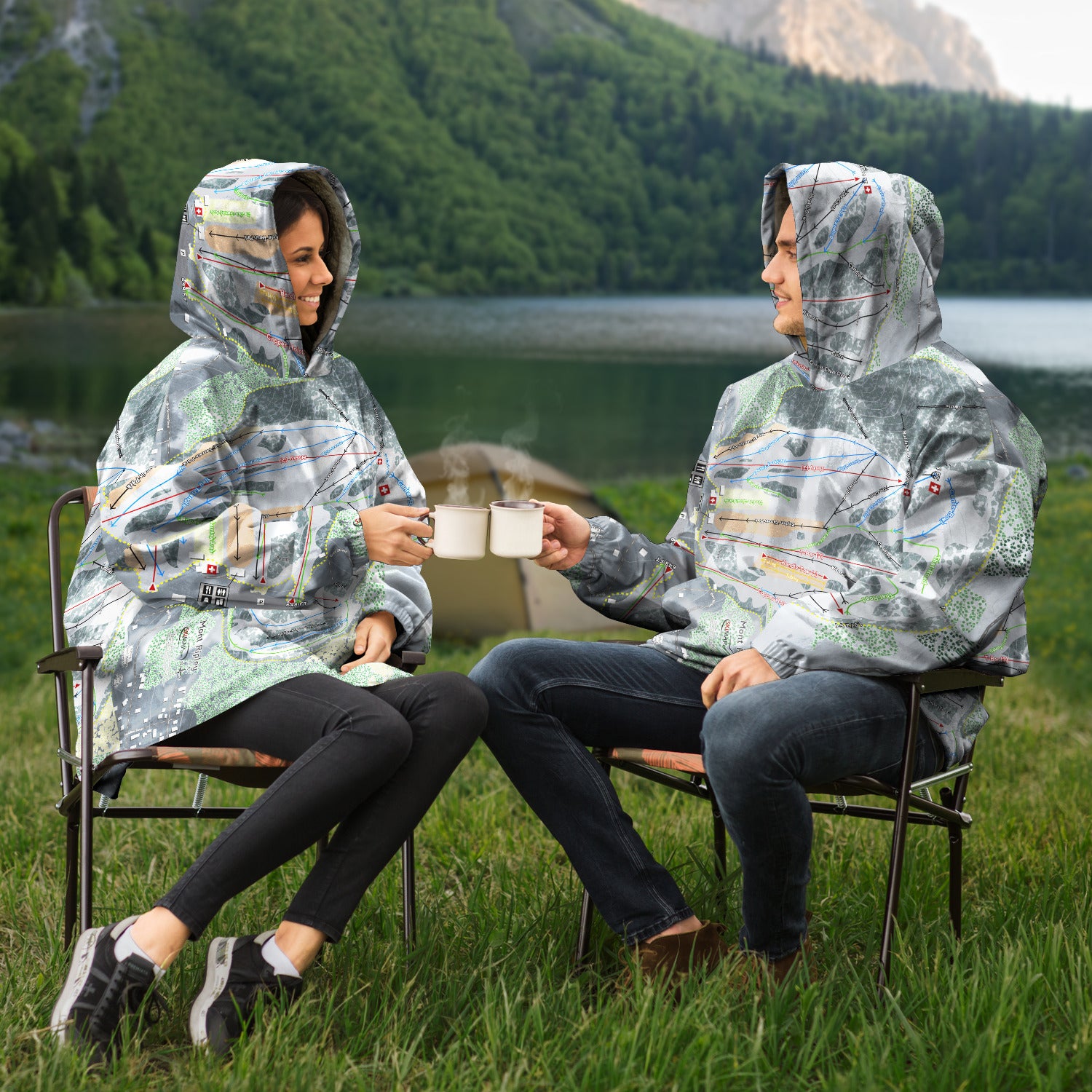 Mont Ripley, Michigan Ski Trail Map Snug Hoodie - Powderaddicts