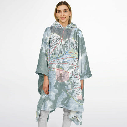Palisades Tahoe, California Ski Resort Map Flannel Blanket Poncho