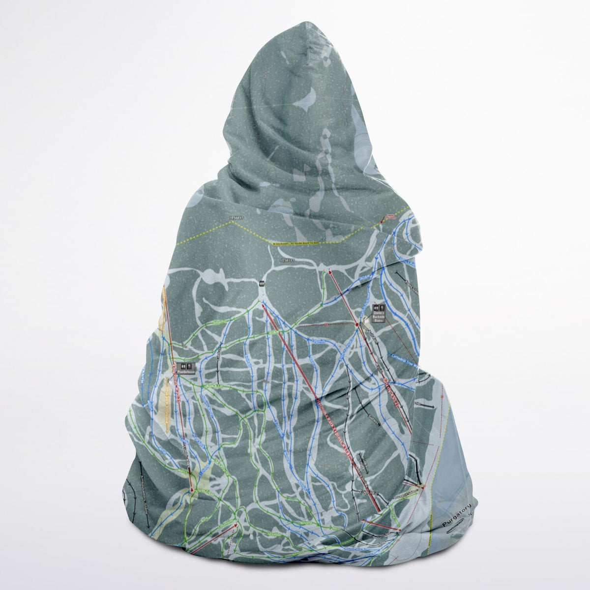 Purgatory, Colorado Ski Trail Map - Adult Hooded Blanket
