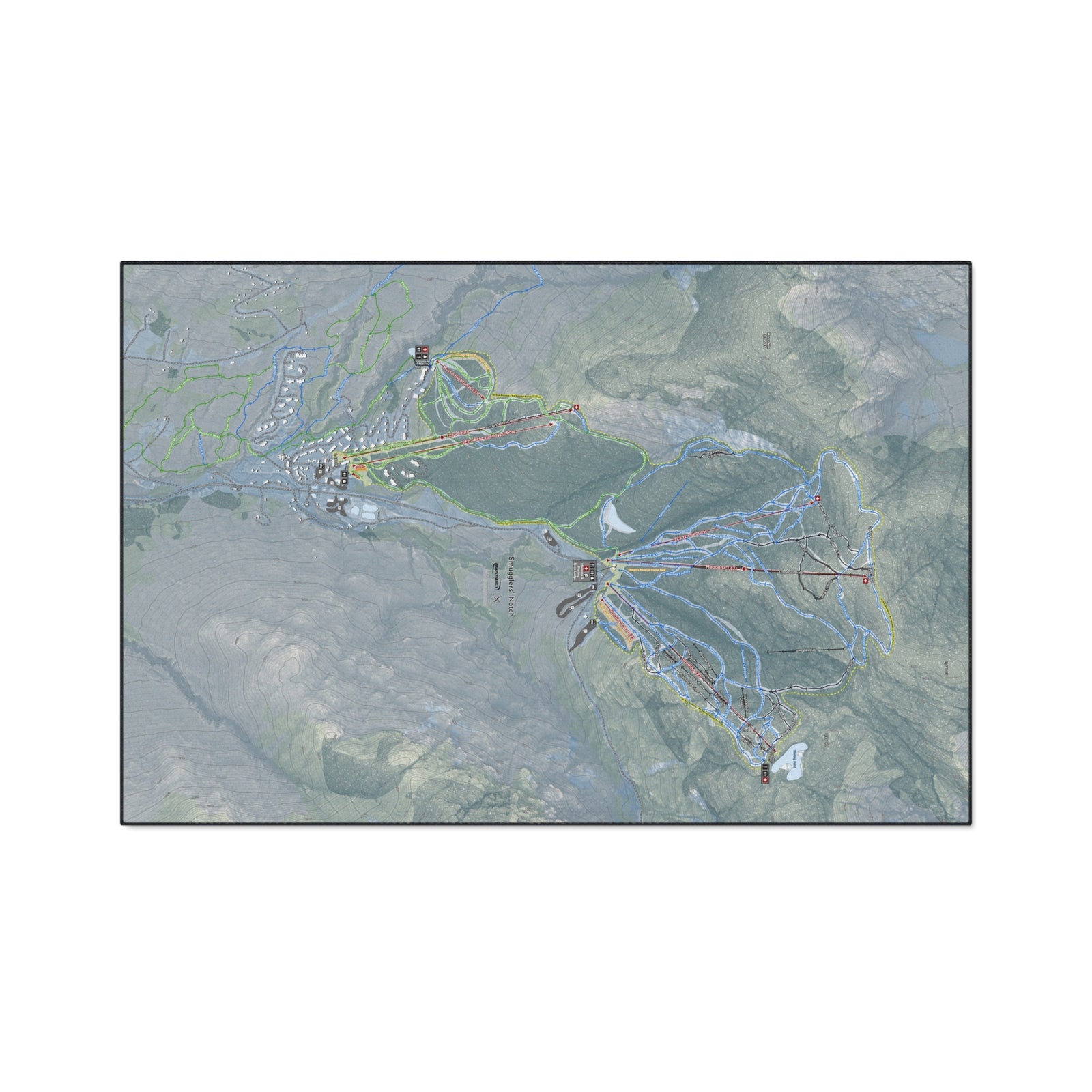 Smugglers Notch, Vermont Ski Resort Map Heavy Duty Floor Mat
