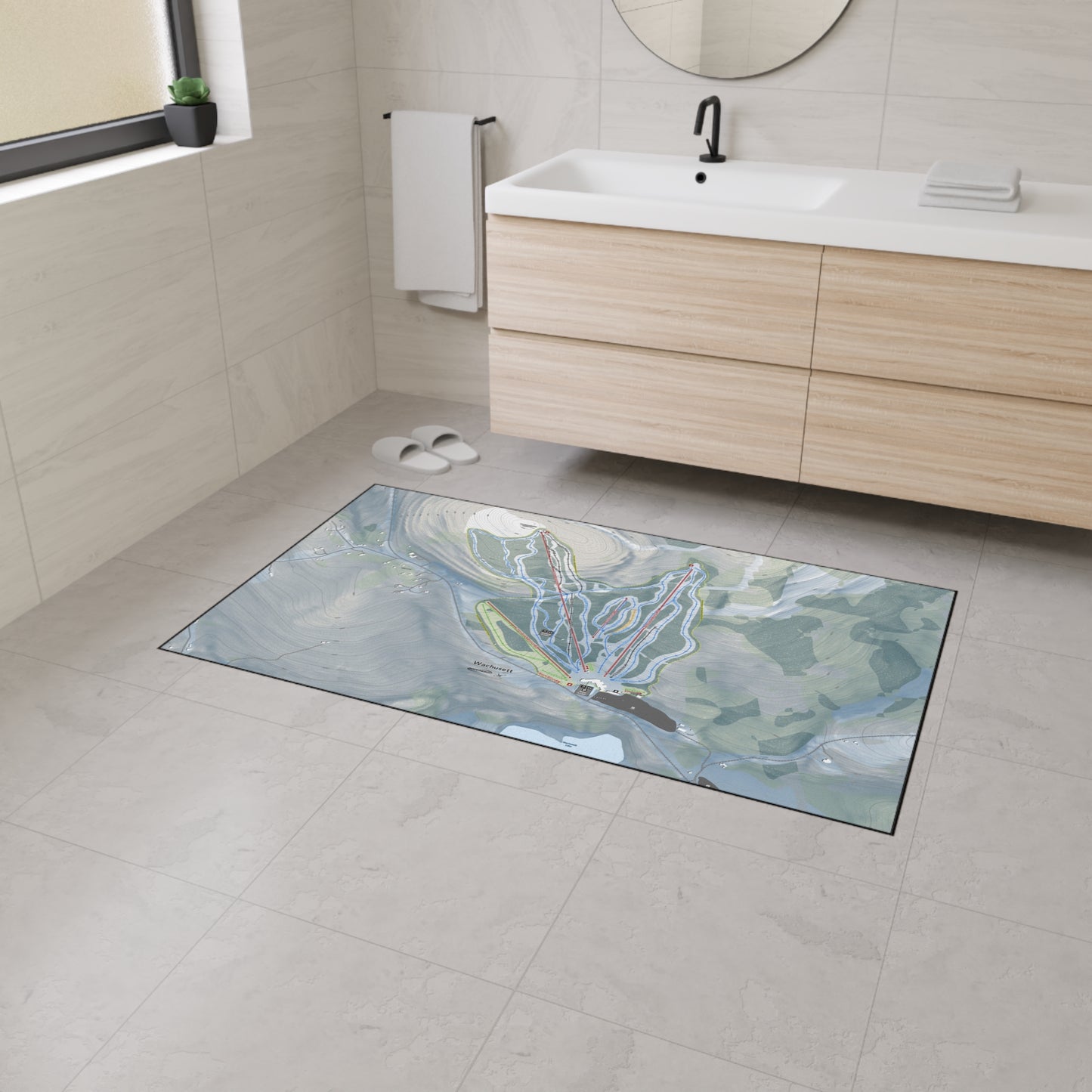 Wachusett Mountain, Massachusetts Ski Resort Map Heavy Duty Floor Mat