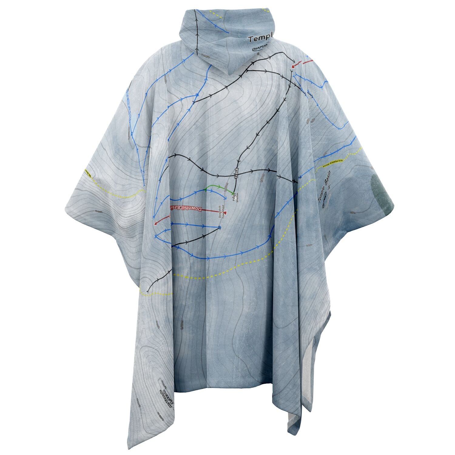 Temple Basin, New Zealand Ski Resort Map Flannel Blanket Poncho - Powderaddicts