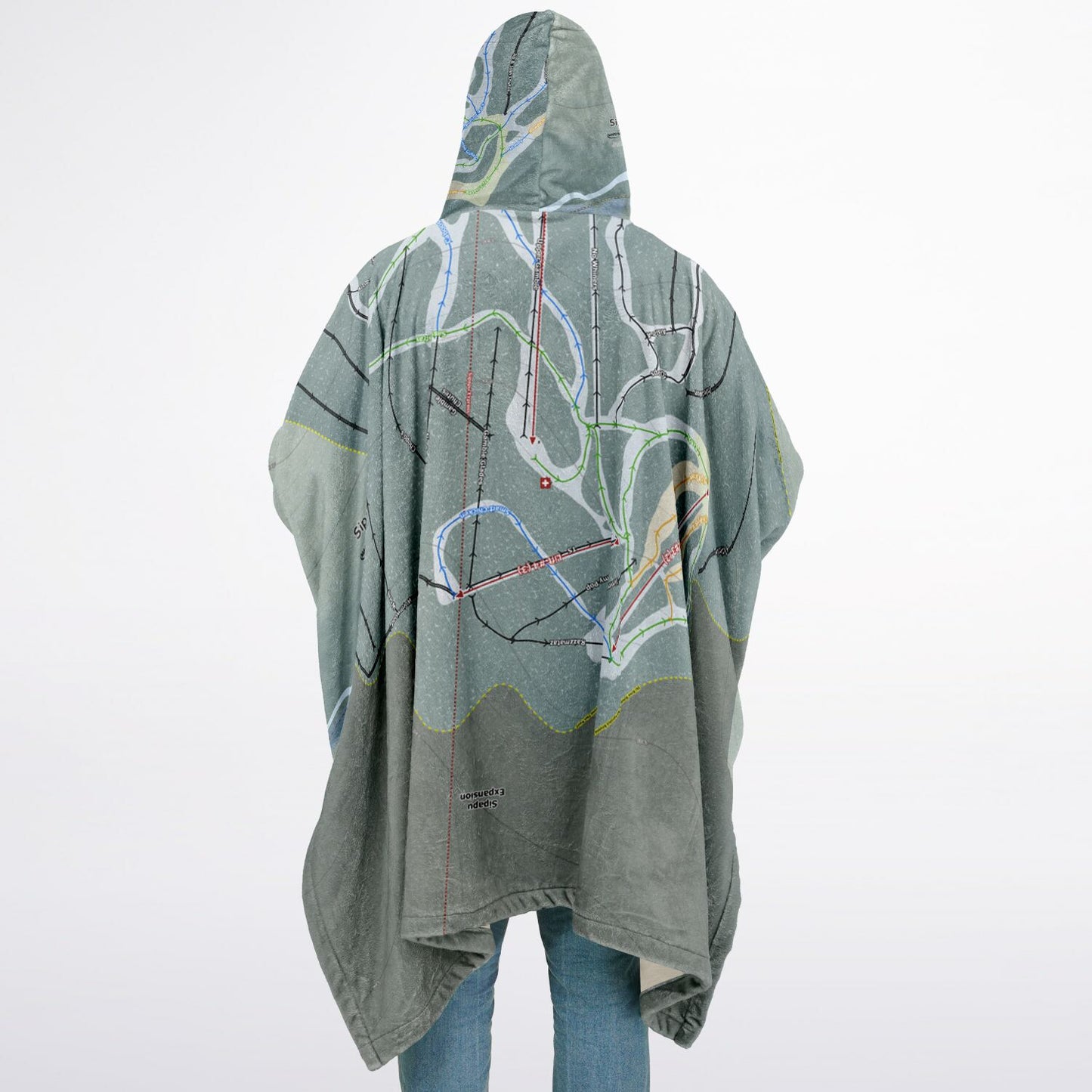 Sipapu, New Mexico Ski Resort Map Flannel Blanket Poncho