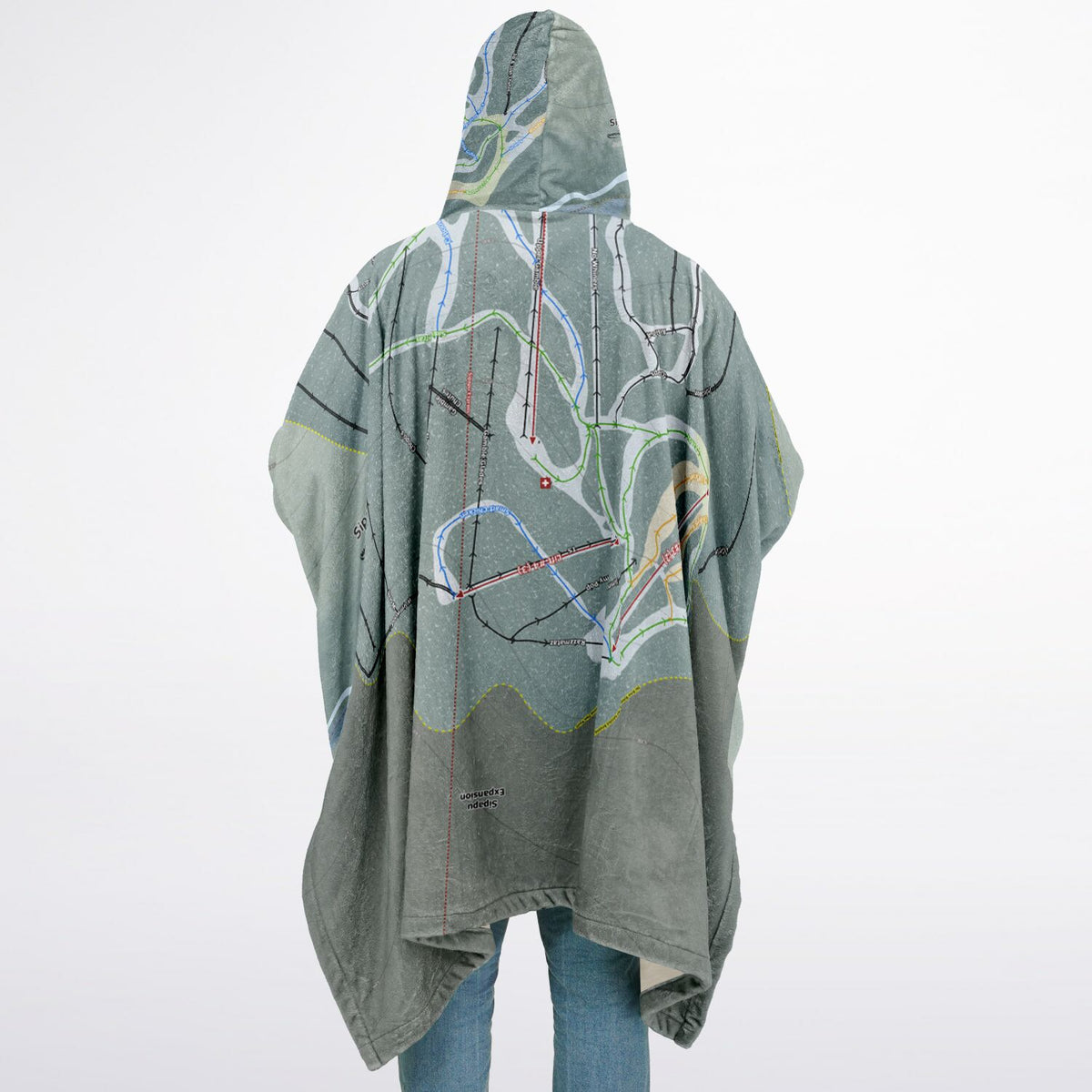 Sipapu, New Mexico Ski Resort Map Flannel Blanket Poncho