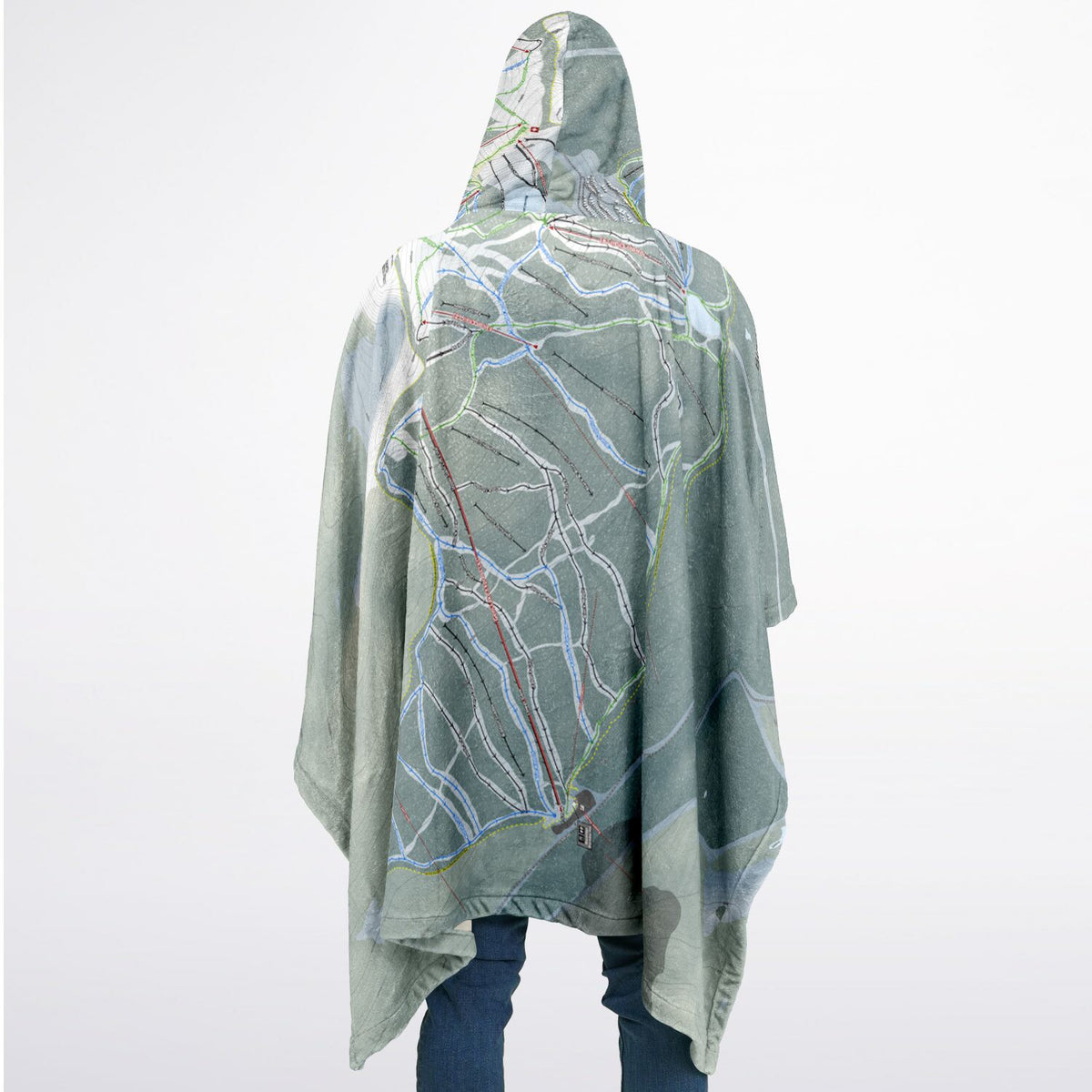 Big White, British Columbia Ski Resort Map Flannel Blanket Poncho
