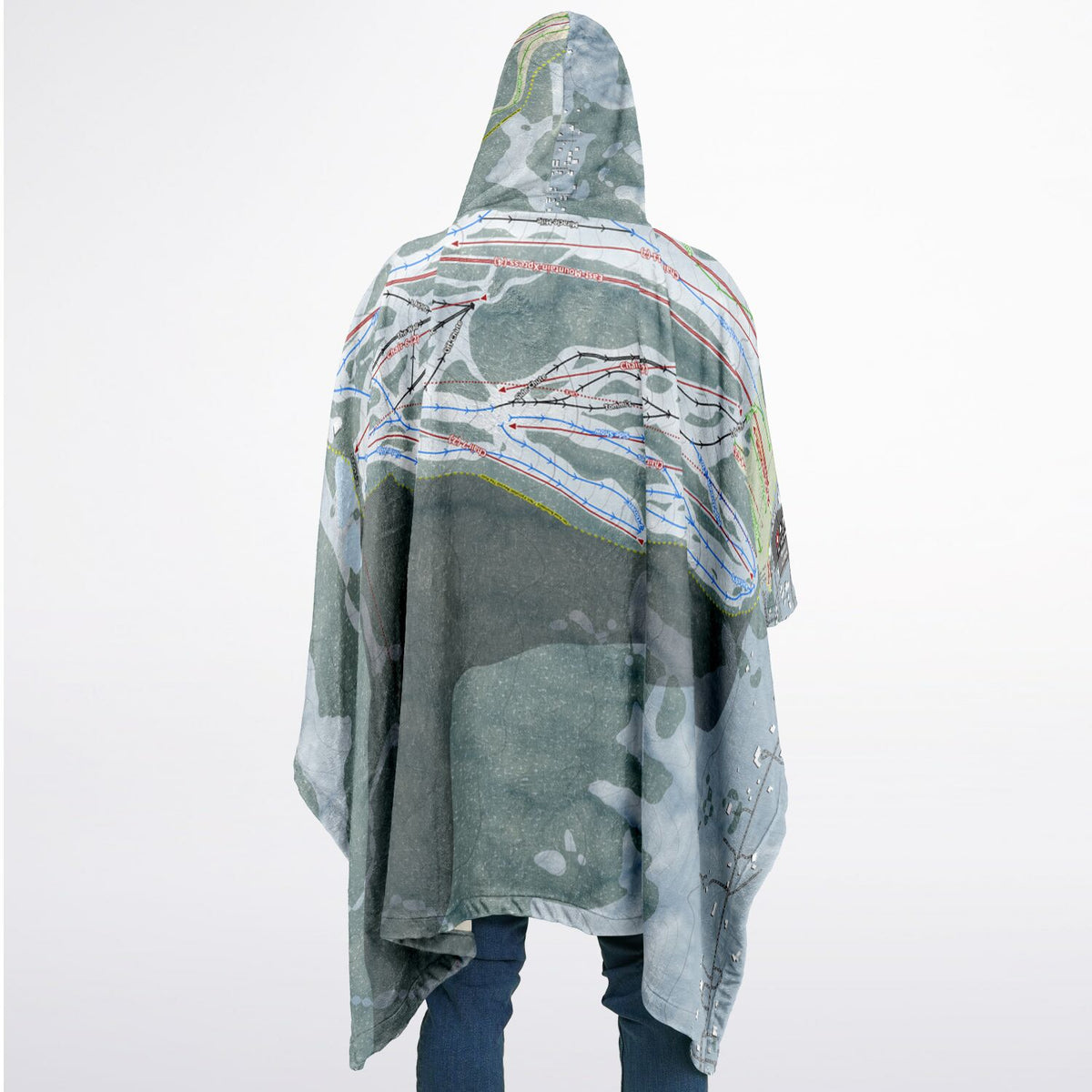 Snow Summit, California Ski Resort Map Flannel Blanket Poncho