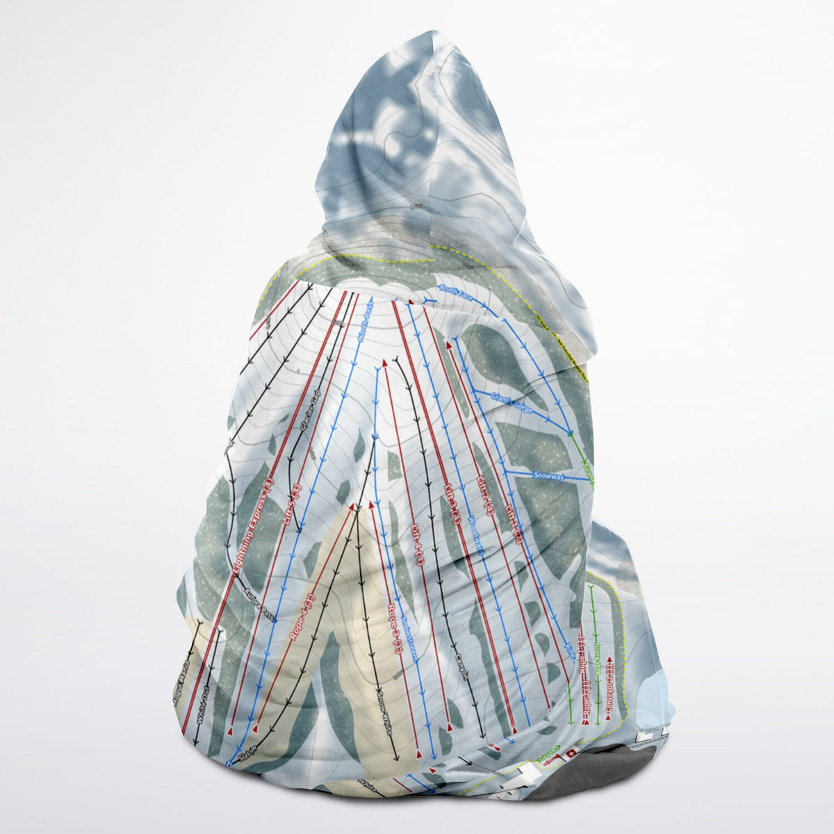 Mt Holly, Michigan Ski Trail Map - Youth Hooded Blanket