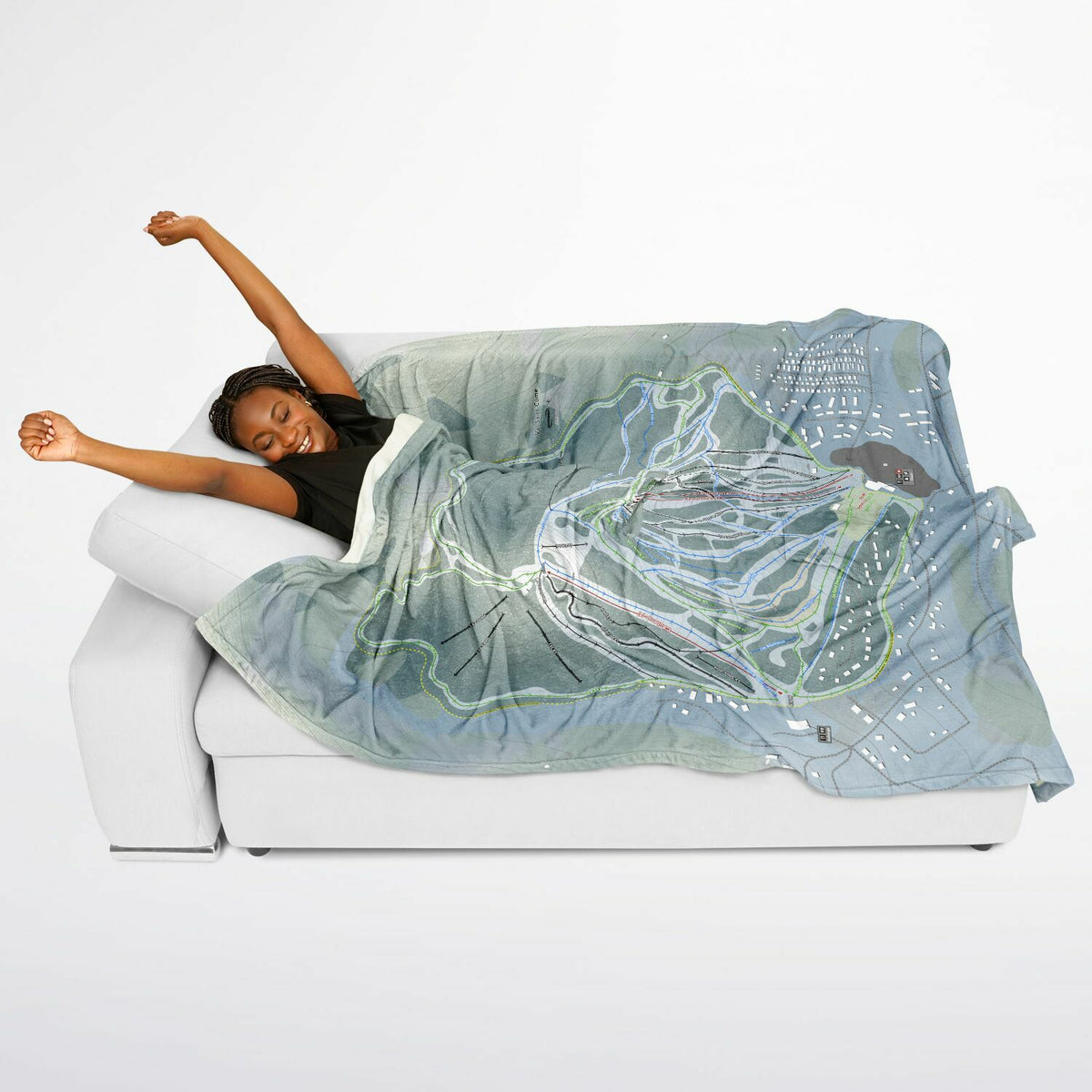 Val Saint-Come, Quebec Ski Resort Map Flannel Blanket Poncho