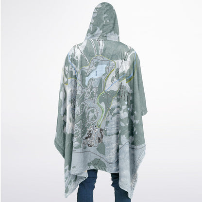 Bear Valley Mountain, California Ski Resort Map Flannel Blanket Poncho