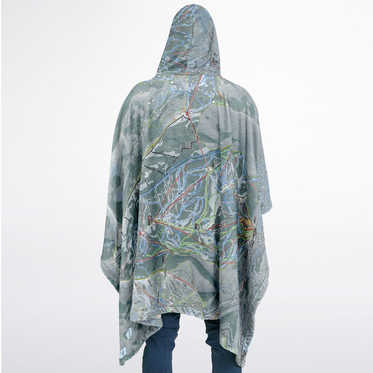 Park City, Utah Ski Resort Map Flannel Blanket Poncho