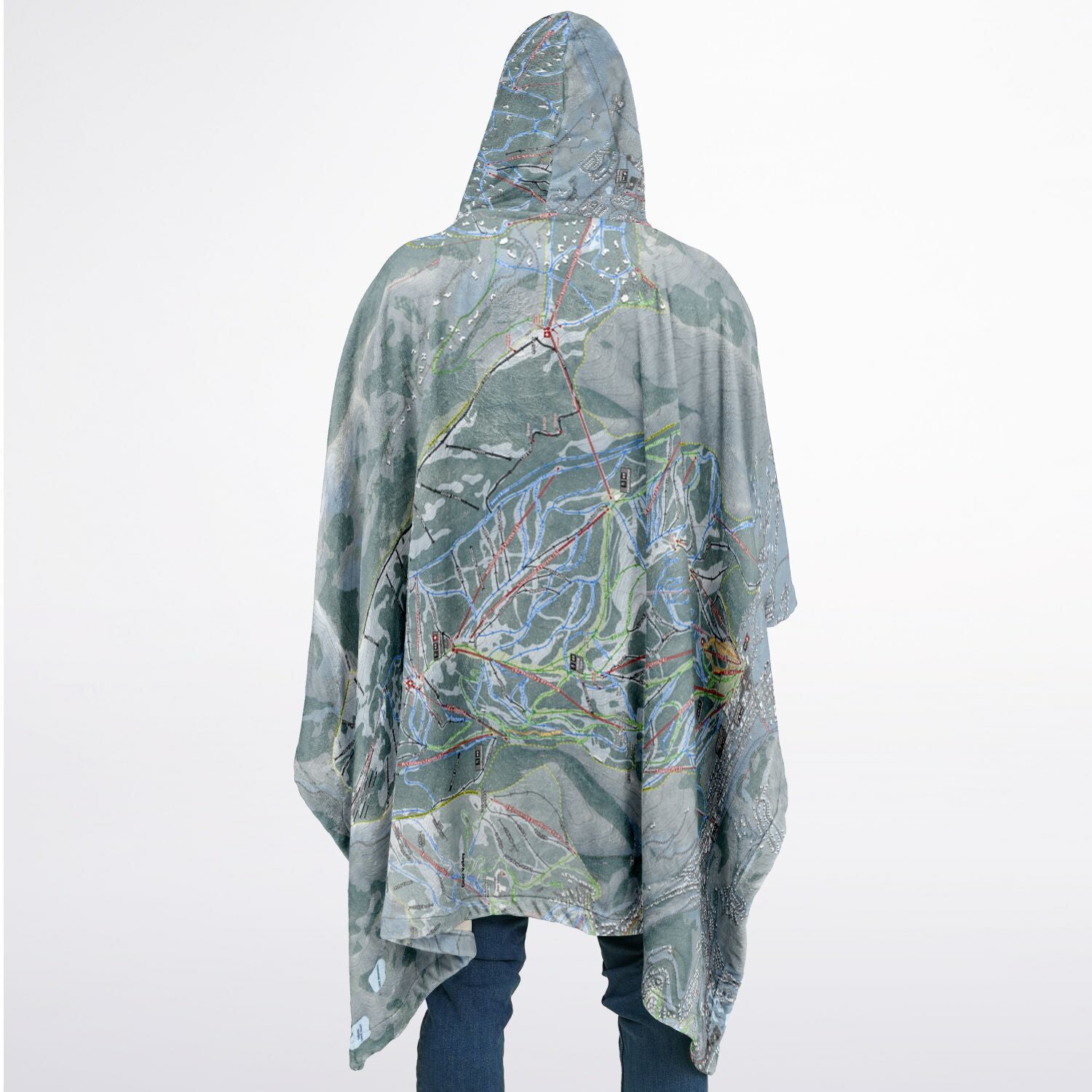 Park City, Utah Ski Resort Map Flannel Blanket Poncho
