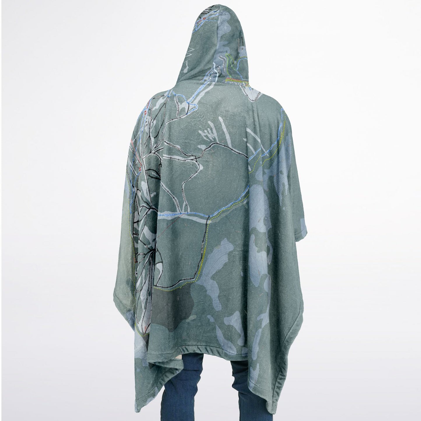 Panorama, British Columbia Ski Resort Map Flannel Blanket Poncho