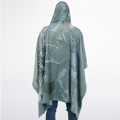 Panorama, British Columbia Ski Resort Map Flannel Blanket Poncho
