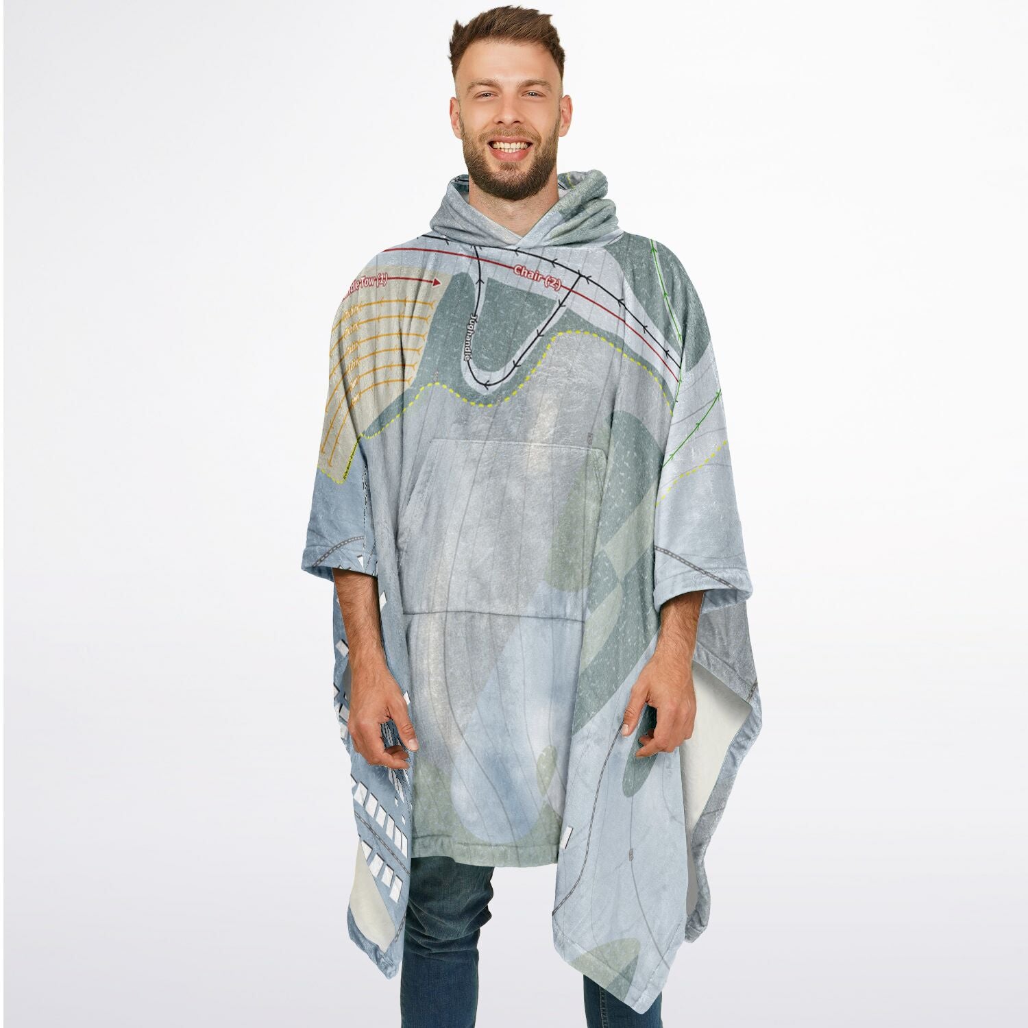 Val Bialas Ski Center, New York Ski Resort Map Flannel Blanket Poncho