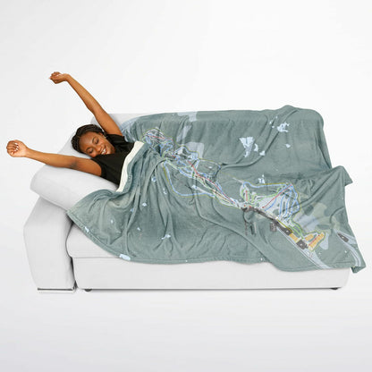 Mt Seymour, British Columbia Ski Resort Map Flannel Blanket Poncho