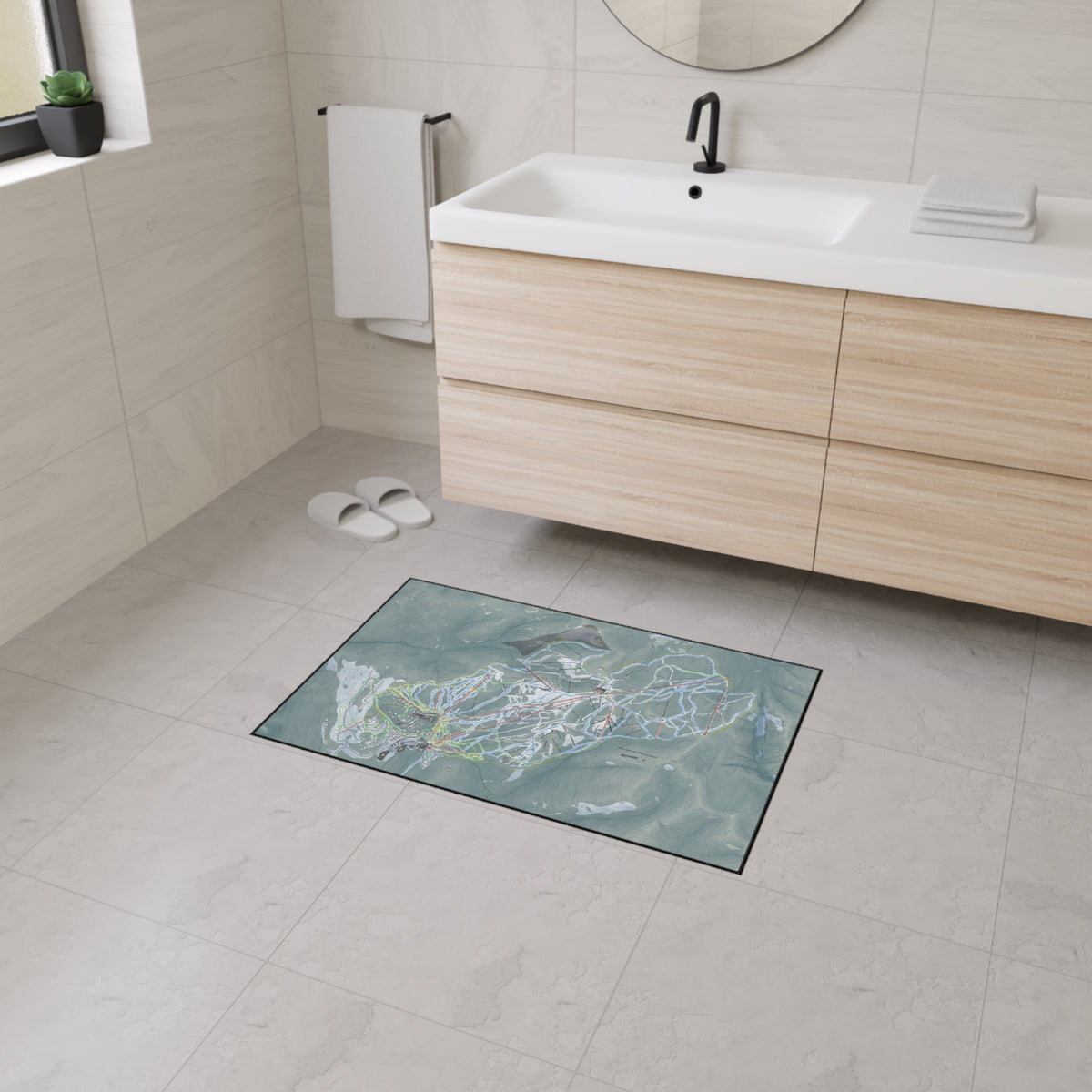 Whitefish Mountain, Montana Ski Resort Map Heavy Duty Floor Mat