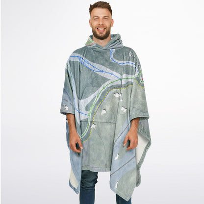 Otis Ridge, Massachusetts Ski Resort Map Flannel Blanket Poncho