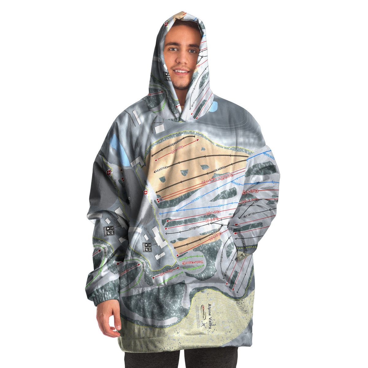 Alpine Valley, Michigan Ski Trail Map Snug Hoodie