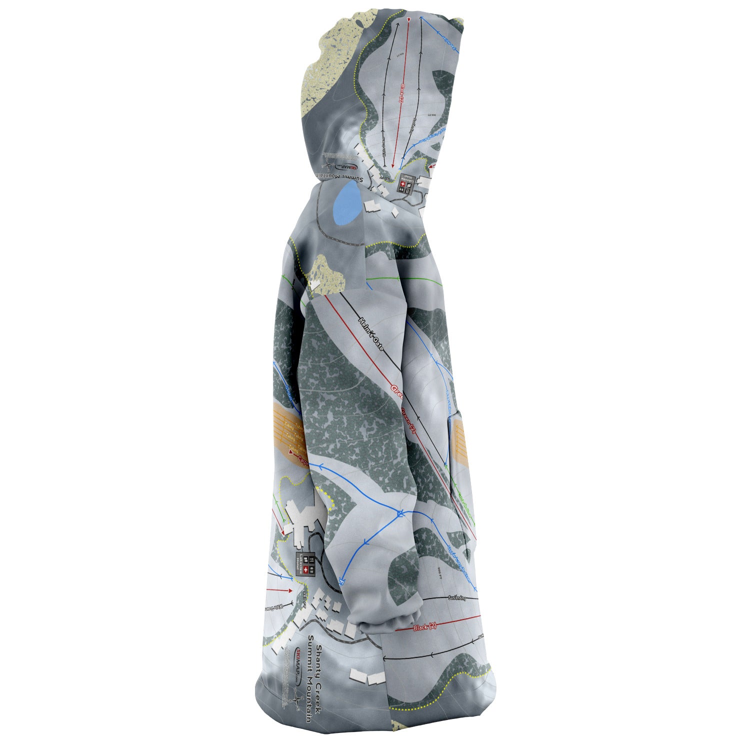 Shanty Creek Summit Mountain, Michigan Ski Trail Map Snug Hoodie - Powderaddicts