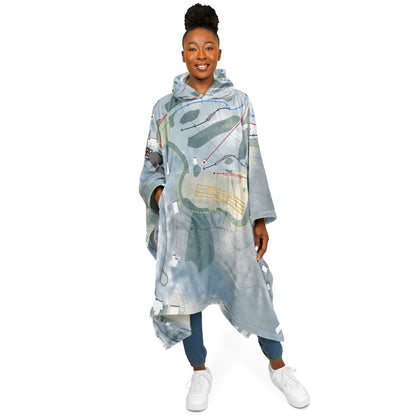 Mt Holiday, Michigan Ski Resort Map Flannel Blanket Poncho