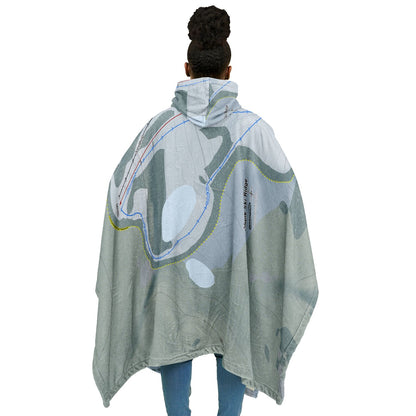 Maple Ski Ridge, New York Ski Resort Map Flannel Blanket Poncho