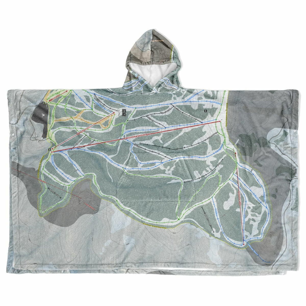 Brundage Mountain, Idaho Ski Resort Map Flannel Blanket Poncho