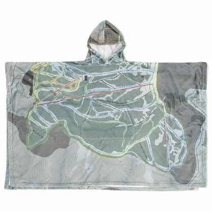Brundage Mountain, Idaho Ski Resort Map Flannel Blanket Poncho