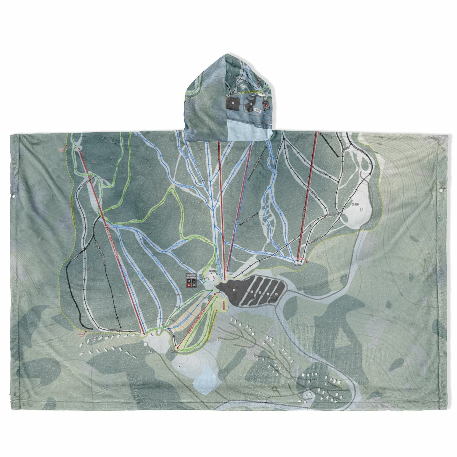 Le Massif De Charlevoix, Quebec Ski Resort Map Flannel Blanket Poncho