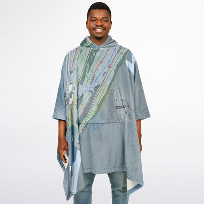 Ski Saint-Bruno, Quebec Ski Resort Map Flannel Blanket Poncho