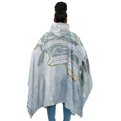 Cockaigne, New York Ski Resort Map Flannel Blanket Poncho