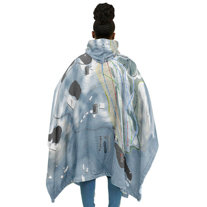 Treetops, Michigan Ski Resort Map Flannel Blanket Poncho