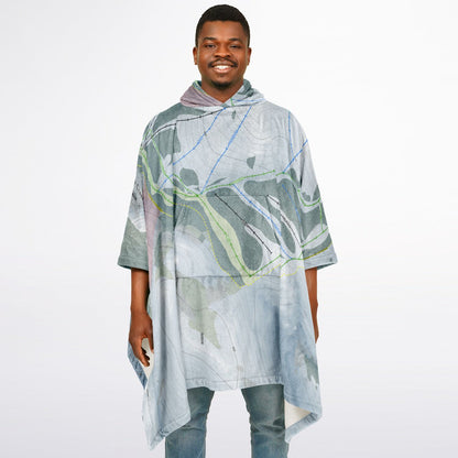 Pine Creek, Wyoming Ski Resort Map Flannel Blanket Poncho