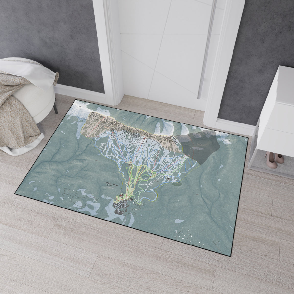 Bridger Bowl, Montana Ski Resort Map Heavy Duty Floor Mat