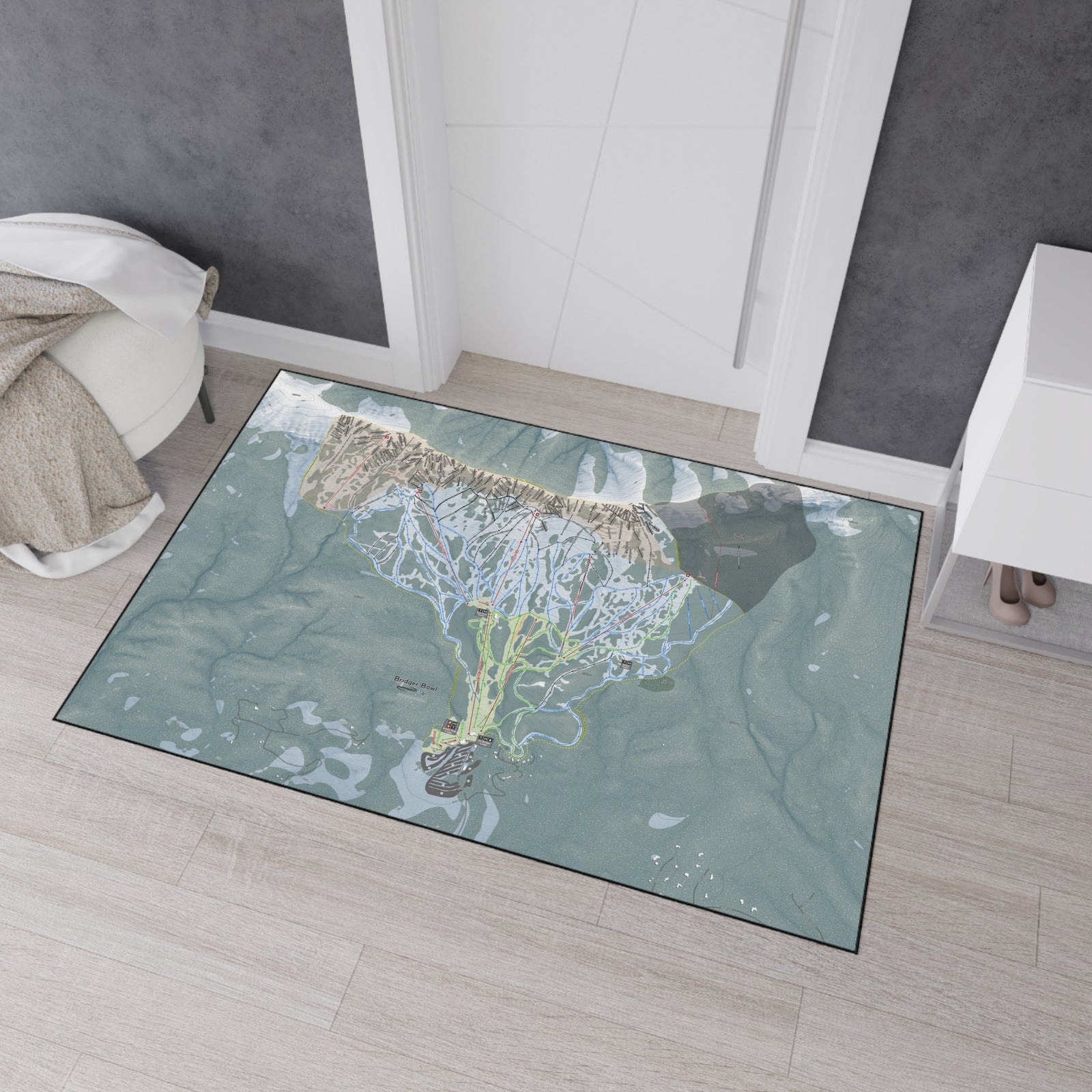 Bridger Bowl, Montana Ski Resort Map Heavy Duty Floor Mat