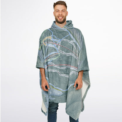 Attitash Mountain, New Hampshire Ski Resort Map Flannel Blanket Poncho