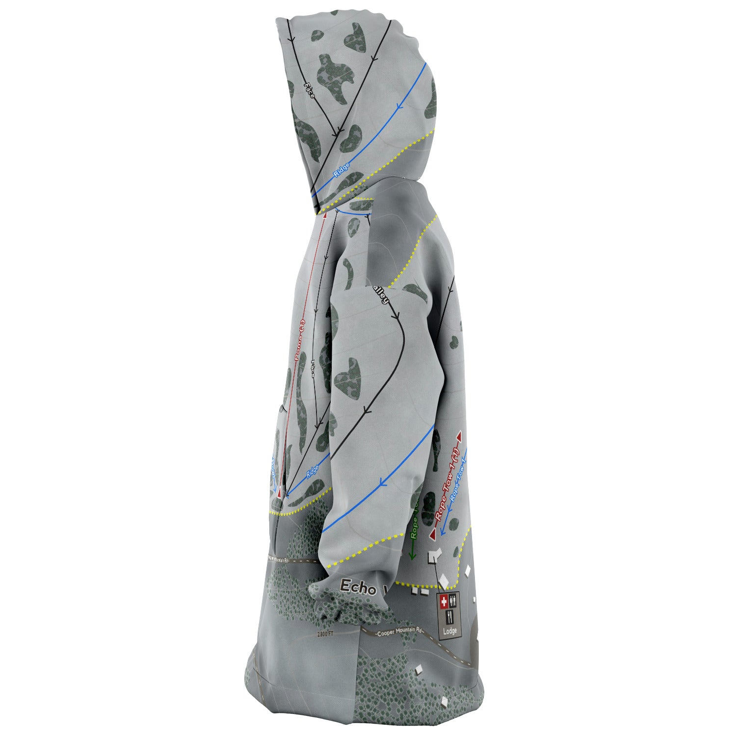 Echo Valley, Washington Ski Trail Map Snug Hoodie - Powderaddicts
