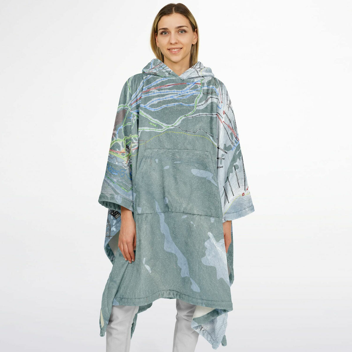 Copper Mountain, Colorado Ski Resort Map Flannel Blanket Poncho