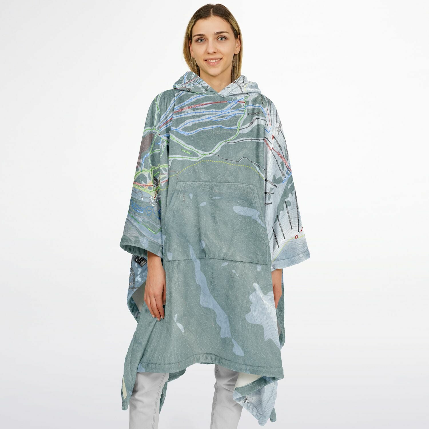 Copper Mountain, Colorado Ski Resort Map Flannel Blanket Poncho
