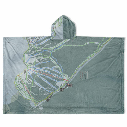 Hudson Bay Mountain, British Columbia Ski Resort Map Flannel Blanket Poncho