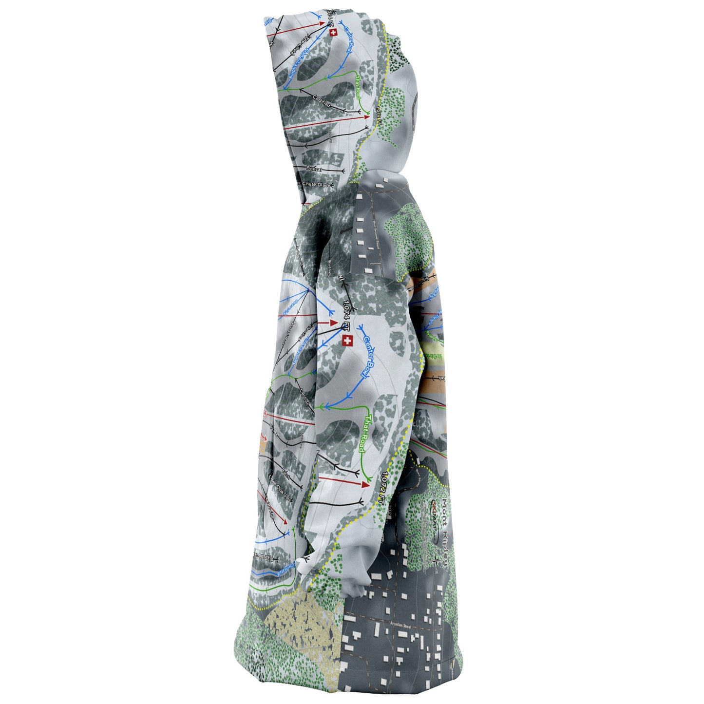 Mont Ripley, Michigan Ski Trail Map Snug Hoodie - Powderaddicts