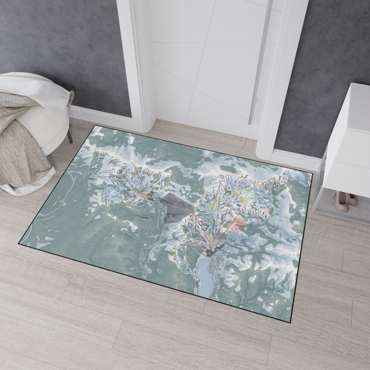 Palisades Tahoe, California Ski Resort Map Heavy Duty Floor Mat