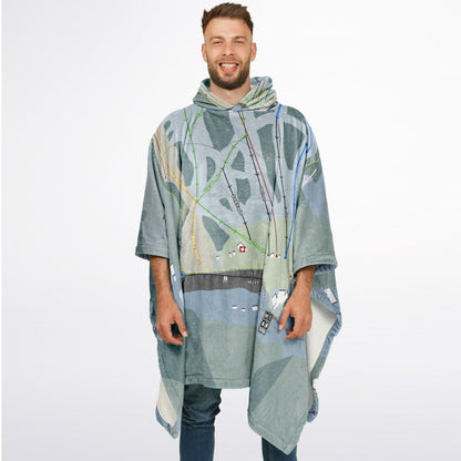Hilltop, Alaska Ski Resort Map Flannel Blanket Poncho