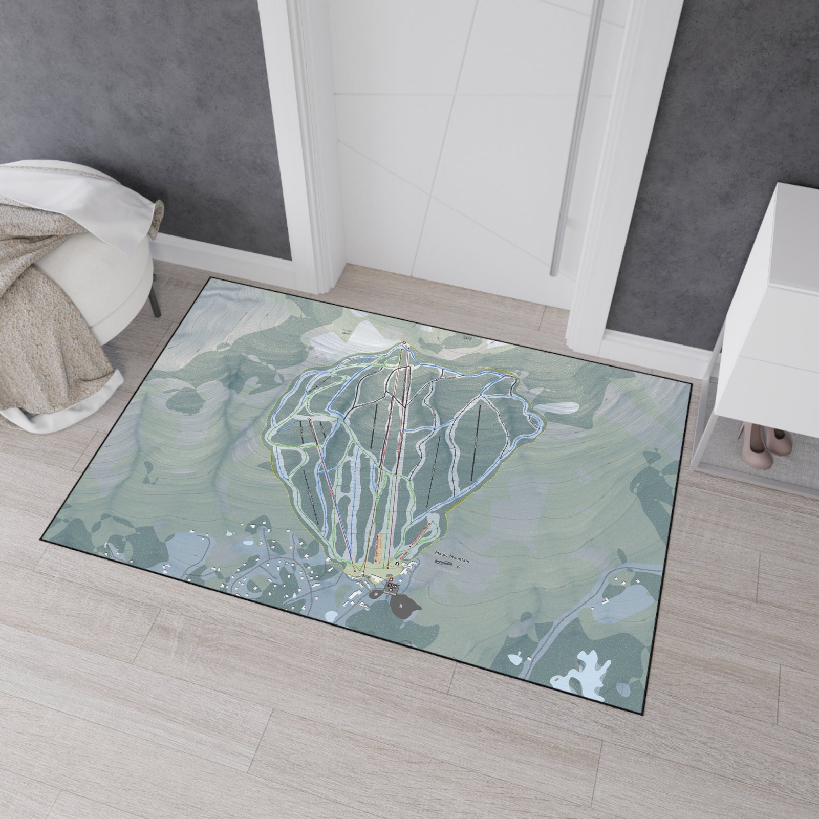 Magic Mountain, Vermont Ski Resort Map Heavy Duty Floor Mat