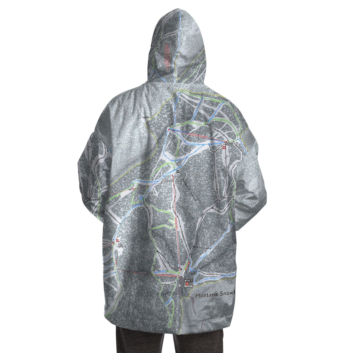 Montana Snowbowl, Montana Ski Trail Map Snug Hoodie