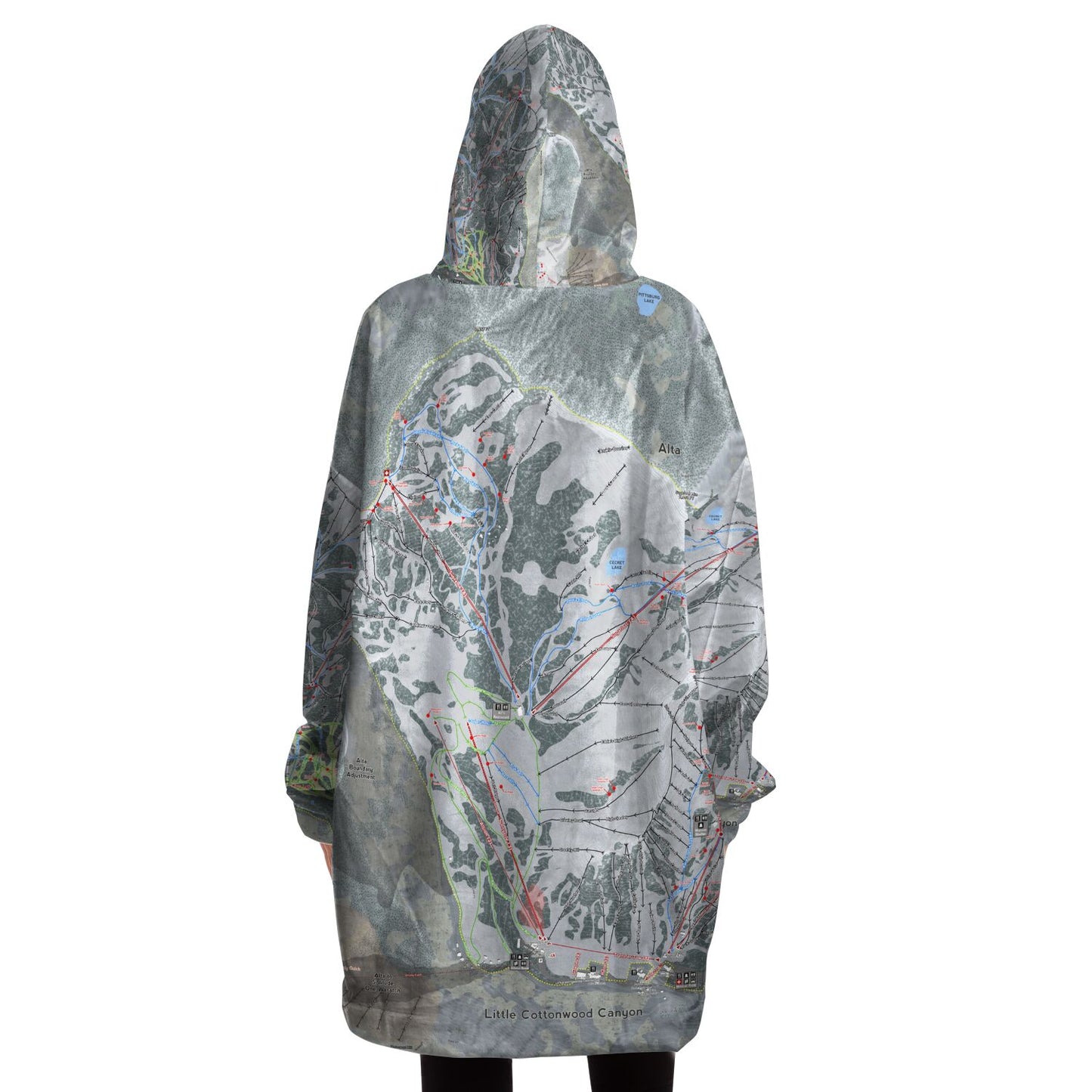 Little Cottonwood Canyon, Utah Ski Trail Map - Snug Hoodie