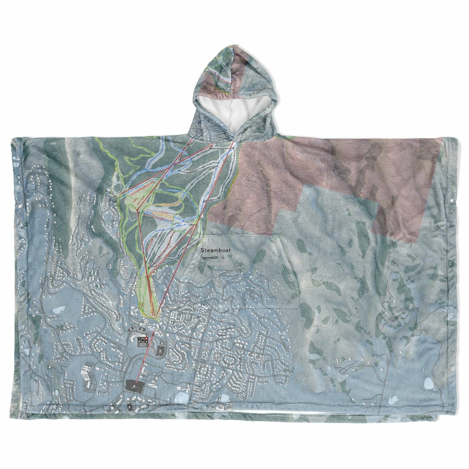 Steamboat, Colorado Ski Resort Map Flannel Blanket Poncho
